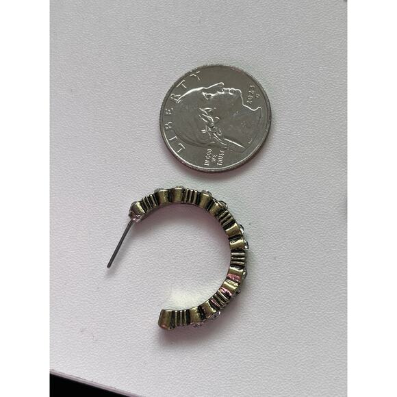 Premier Designs Antique Gold Sparkle Rhinestone Hoop Earrings - Picture 5 of 6